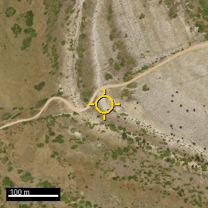 Aerial photograph of Alto del Hornillo, pin marked.