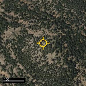 Aerial photograph of Cerro del Barranco, pin marked.