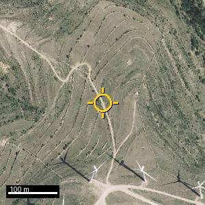 Aerial photograph of Roadside nr. Morella (west), pin marked.