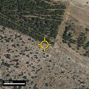 Aerial photograph of Cabezo de la Corona, pin marked.