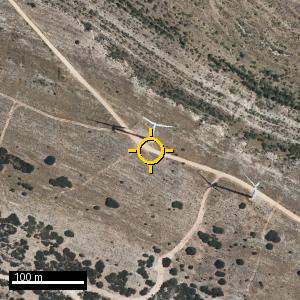 Aerial photograph of Roadside nr. Escucha (west), pin marked.