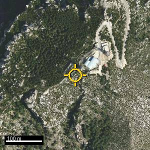 Aerial photograph of Caro, pin marked.