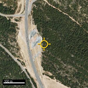 Aerial photograph of Llobatera, pin marked.