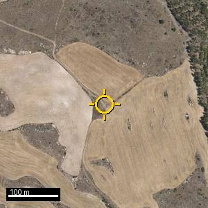 Aerial photograph of Mas de Teller, pin marked.
