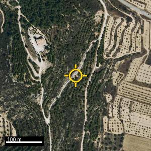 Aerial photograph of Roadside nr. Matarraña / Matarranya, pin marked.