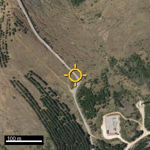Aerial photograph of Roadside nr. Aldeanueva de la Serrezuela, pin marked.