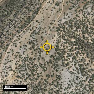 Aerial photograph of El Ardal, pin marked.