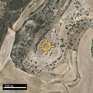 Aerial photograph of Morra del Castillo, pin marked.