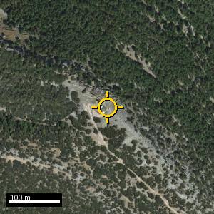 Aerial photograph of San Cristóbal, pin marked.