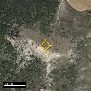Aerial photograph of Castillo de San Asenjo, pin marked.