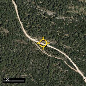 Aerial photograph of Roadside nr. Soria (west, 1350 m), pin marked.