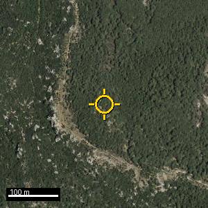 Aerial photograph of Pico Usera, pin marked.
