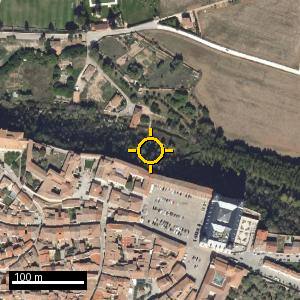 Aerial photograph of Lerma (town), pin marked.