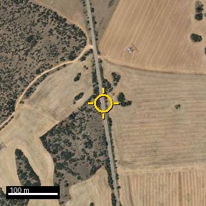 Aerial photograph of Roadside nr. Quintana del Puente, pin marked.