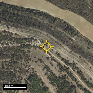Aerial photograph of El Pico (north), pin marked.