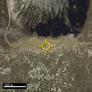 Aerial photograph of Mencilla, pin marked.