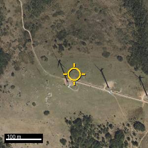 Aerial photograph of Cerro Chiquito, pin marked.