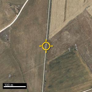 Aerial photograph of Roadside nr. Pedrosa del Príncipe (south), pin marked.