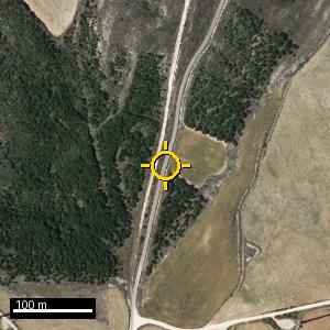 Aerial photograph of Roadside nr. Pedrosa del Príncipe (north), pin marked.