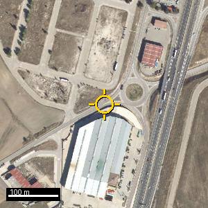 Aerial photograph of Roadside nr. Villagonzalo Pedernales, pin marked.