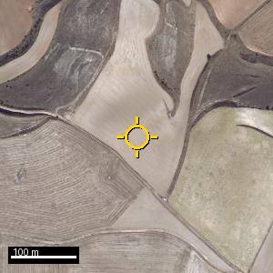 Aerial photograph of Cerro de la Galga, pin marked.