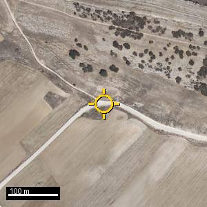Aerial photograph of Roadside nr. Cardeñuela Riopico (west), pin marked.