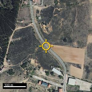 Aerial photograph of Roadside nr. Valdefresno, pin marked.