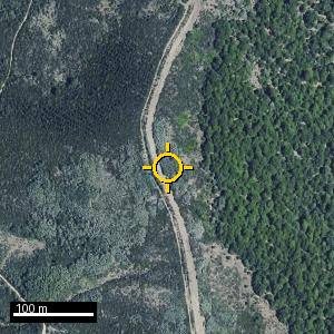Aerial photograph of Alto de la Huerta, pin marked.