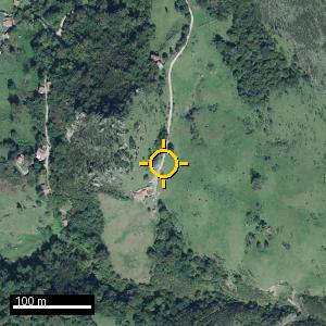 Aerial photograph of Roadside nr. La Vaúga, pin marked.