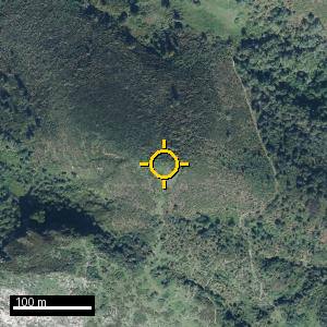 Aerial photograph of Cabeza Severa, pin marked.