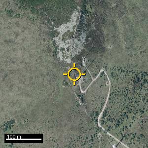 Aerial photograph of Pico el Filso, pin marked.