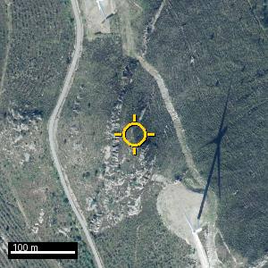 Aerial photograph of Pico Rebordiabuéis, pin marked.