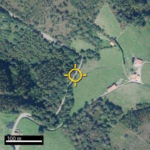 Aerial photograph of Roadside nr. Resiellas, pin marked.